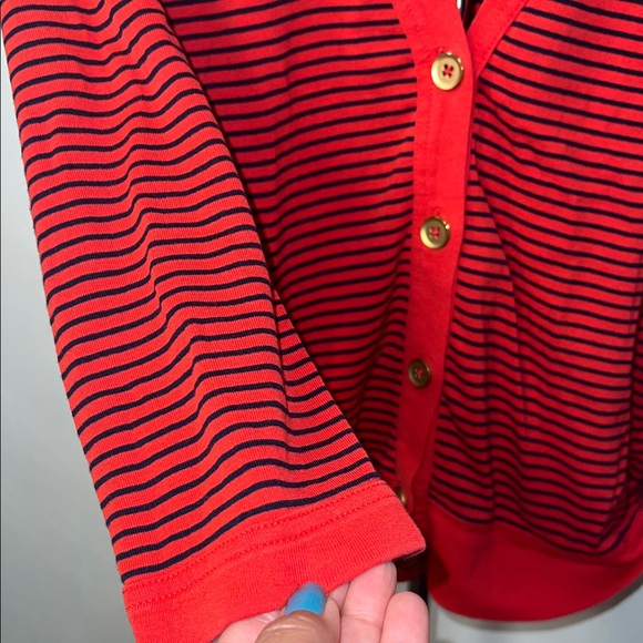 J. Crew Red and Black Striped Cardigan - Picture 6 of 6